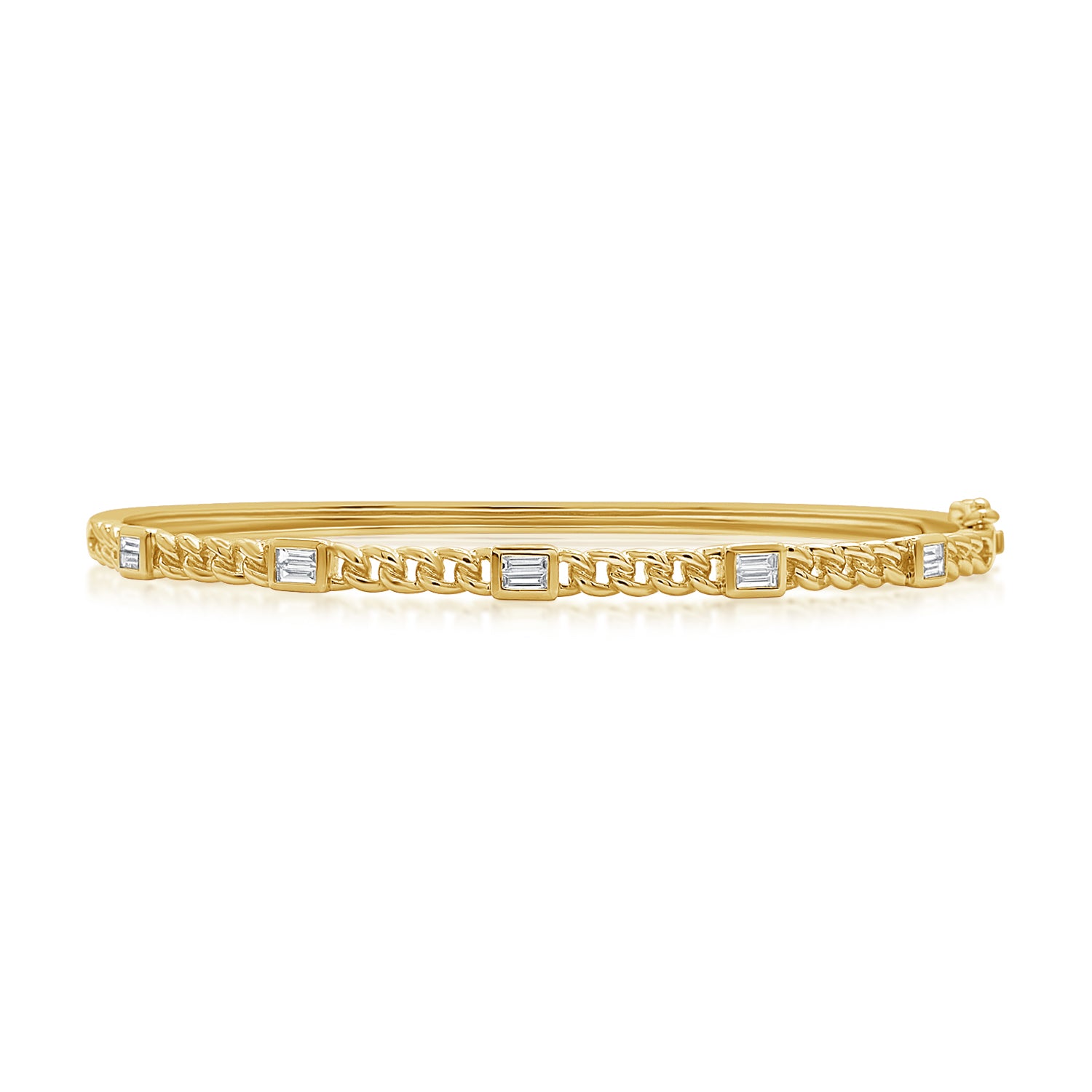 0.28CT Baguette Diamond Bezel Set Link Bangle in 14K Gold