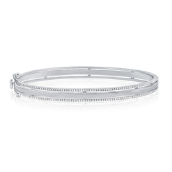 Sophisticated 14K Gold Double-Line Diamond Bangle