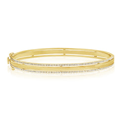 Sophisticated 14K Gold Double-Line Diamond Bangle