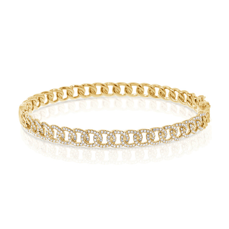 0.46CT Diamond Link Bangle in 14K Gold