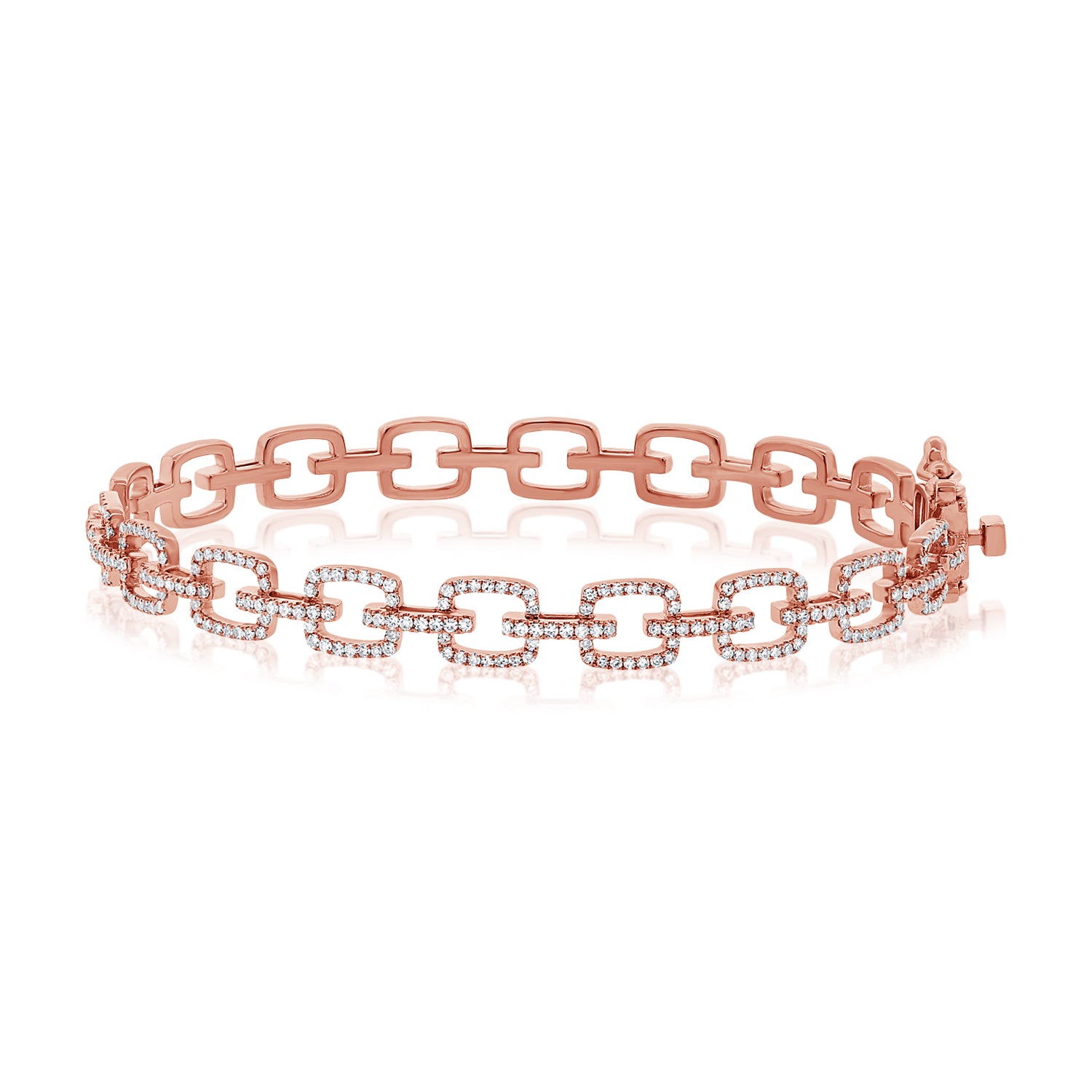14K Gold Diamond Paperclip Link Bangle Bracelet – 0.72 CT Pavé Stackable Bangle