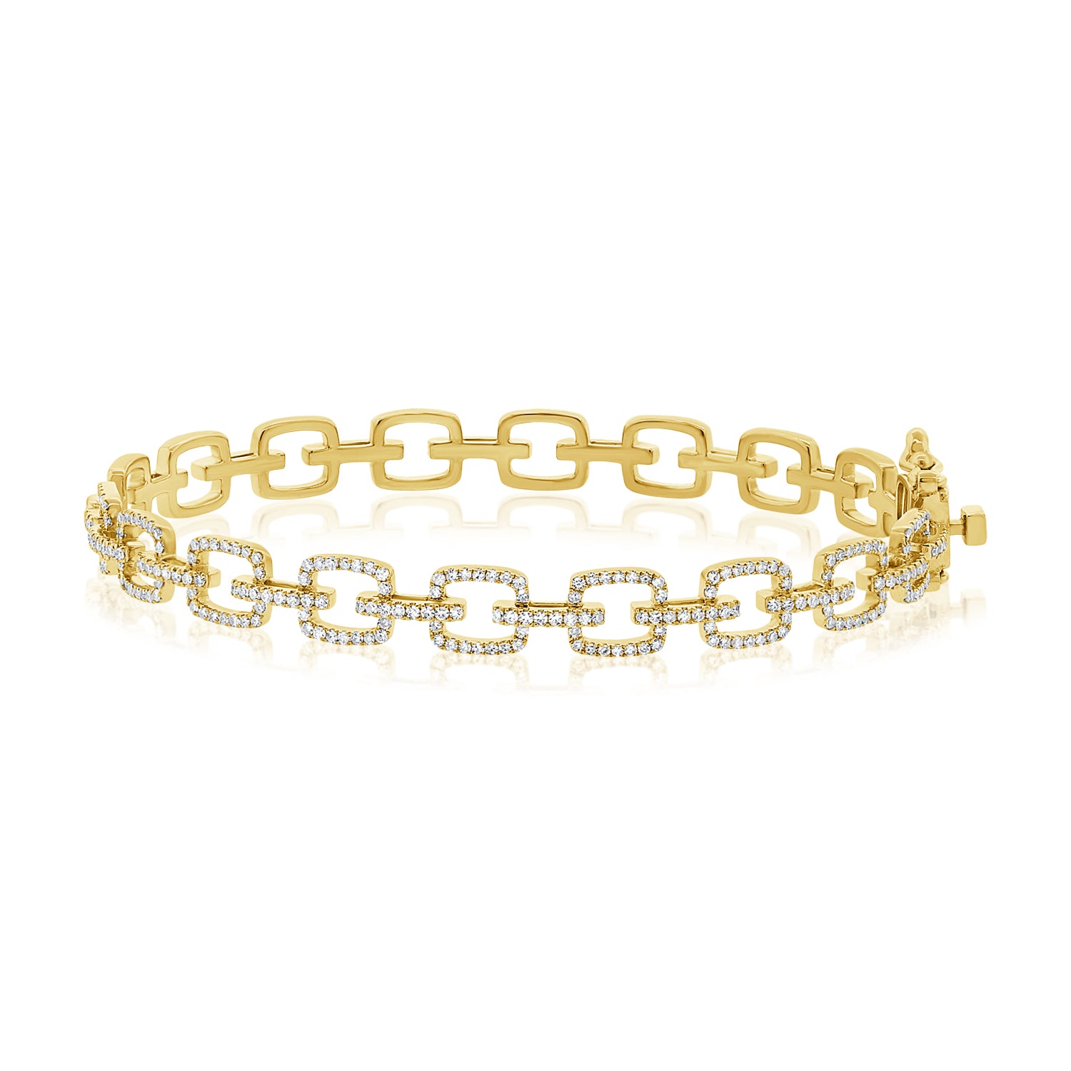 0.72CT Diamond Paperclip Link Bangle in 14K Gold