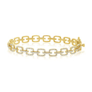 14K Gold Diamond Paperclip Link Bangle Bracelet – 0.72 CT Pavé Stackable Bangle