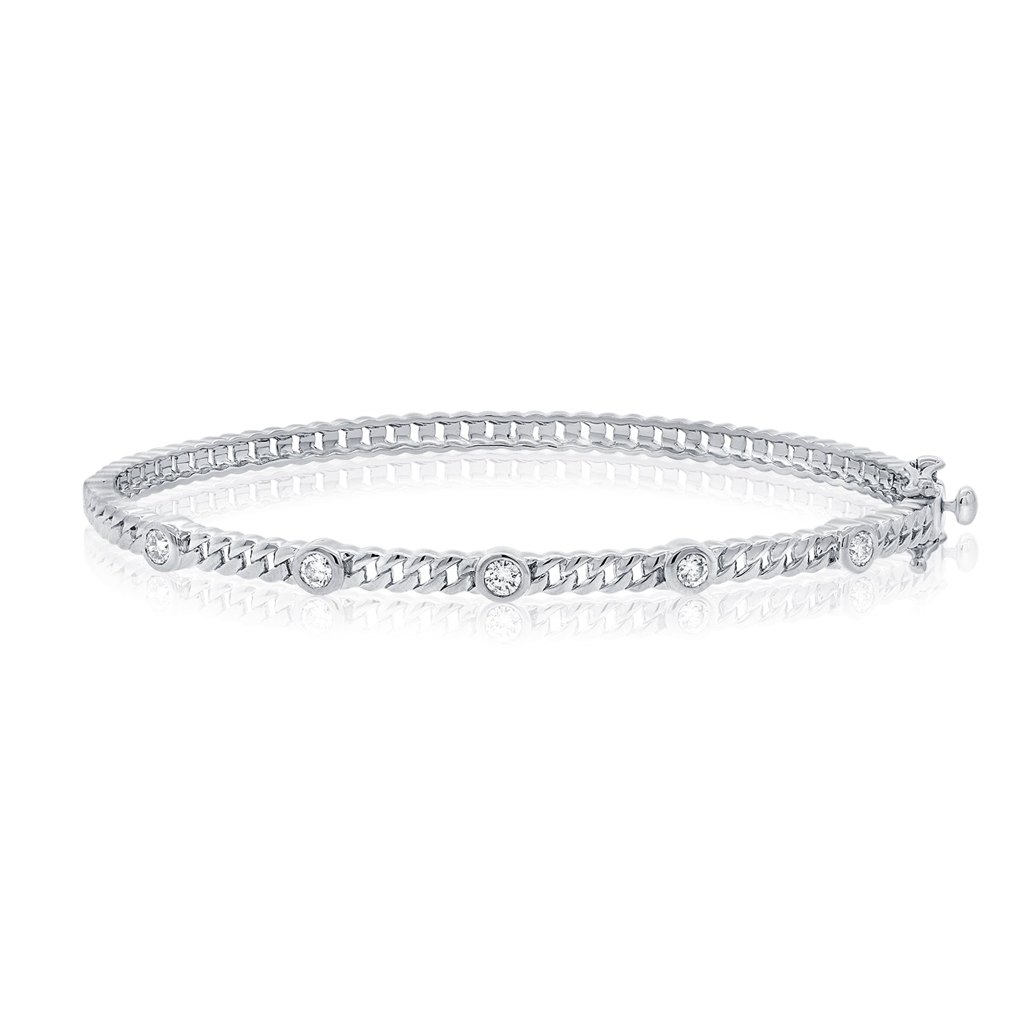 0.42CT Diamond Link Bezel Set Bangle in 14K Gold