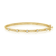 14K Gold Bezel Set Diamond Link Bangle Bracelet – 0.42 CT Stackable Bangle