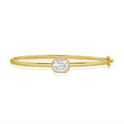14K Gold Pie Cut Diamond Bangle Bracelet – 0.94 CT Bezel Set Statement Bangle