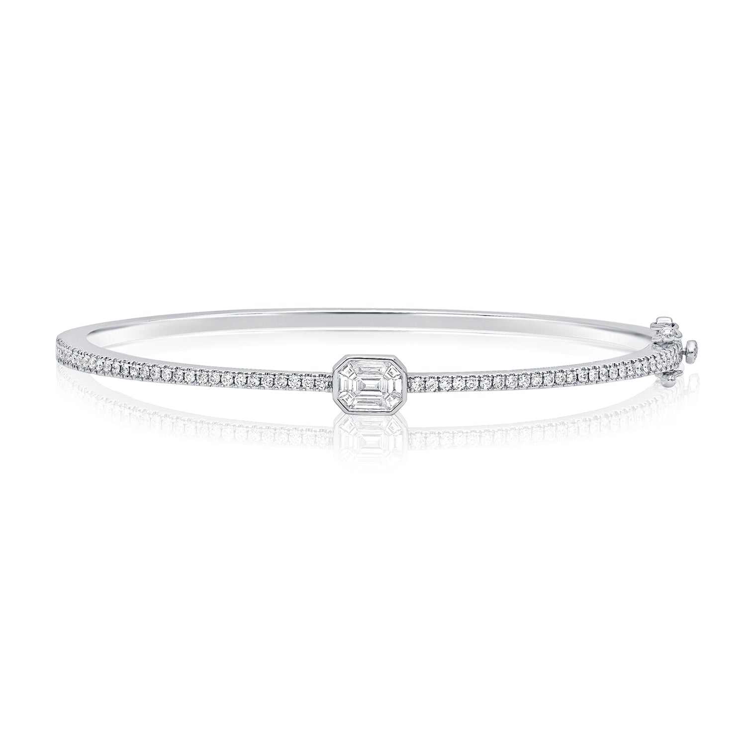 0.81CT Pie Cut and Round Diamond Illusion Bangle in 14K Gold