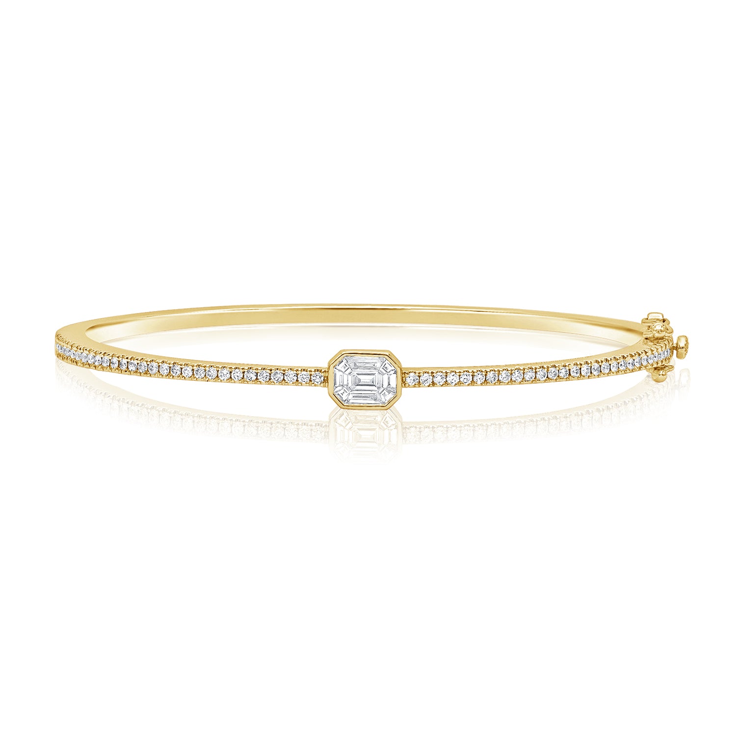 0.81CT Pie Cut and Round Diamond Illusion Bangle in 14K Gold