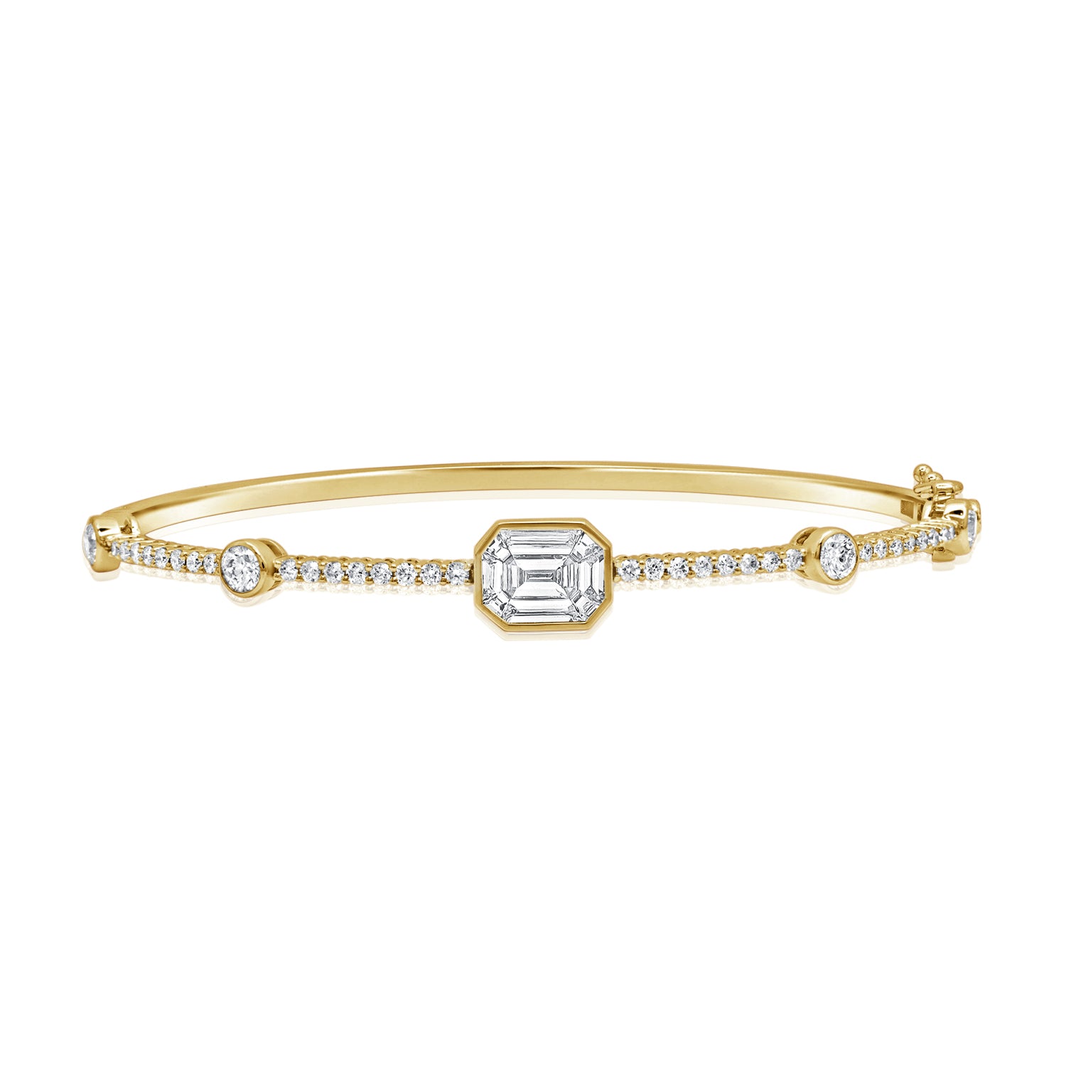 1.45CT Pie Cut and Round Diamond Illusion Bangle in 14K Gold