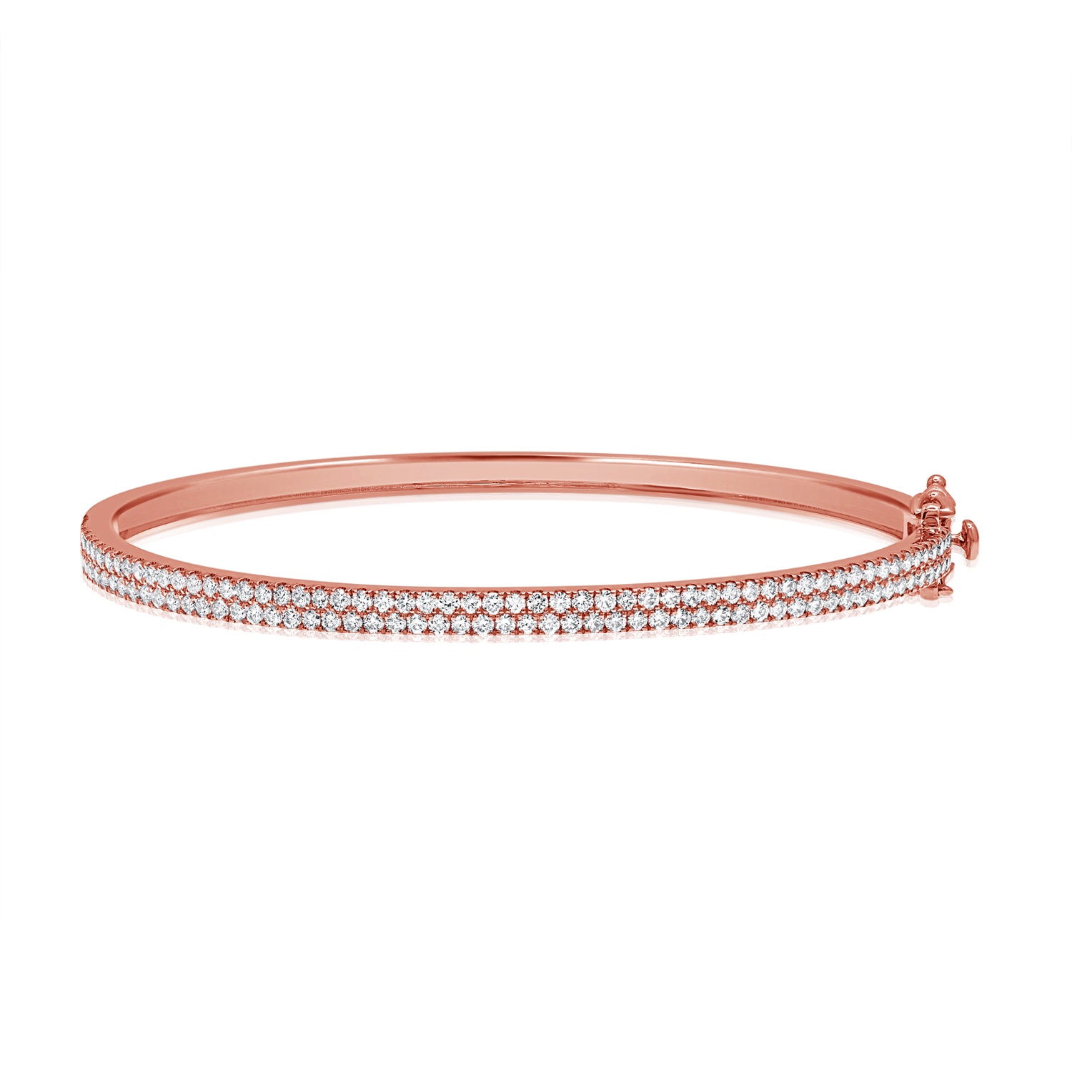 14K Gold Double Row Diamond Bangle Bracelet – 1.32 CT Statement Bangle