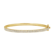 14K Gold Double Row Diamond Bangle Bracelet – 1.32 CT Statement Bangle