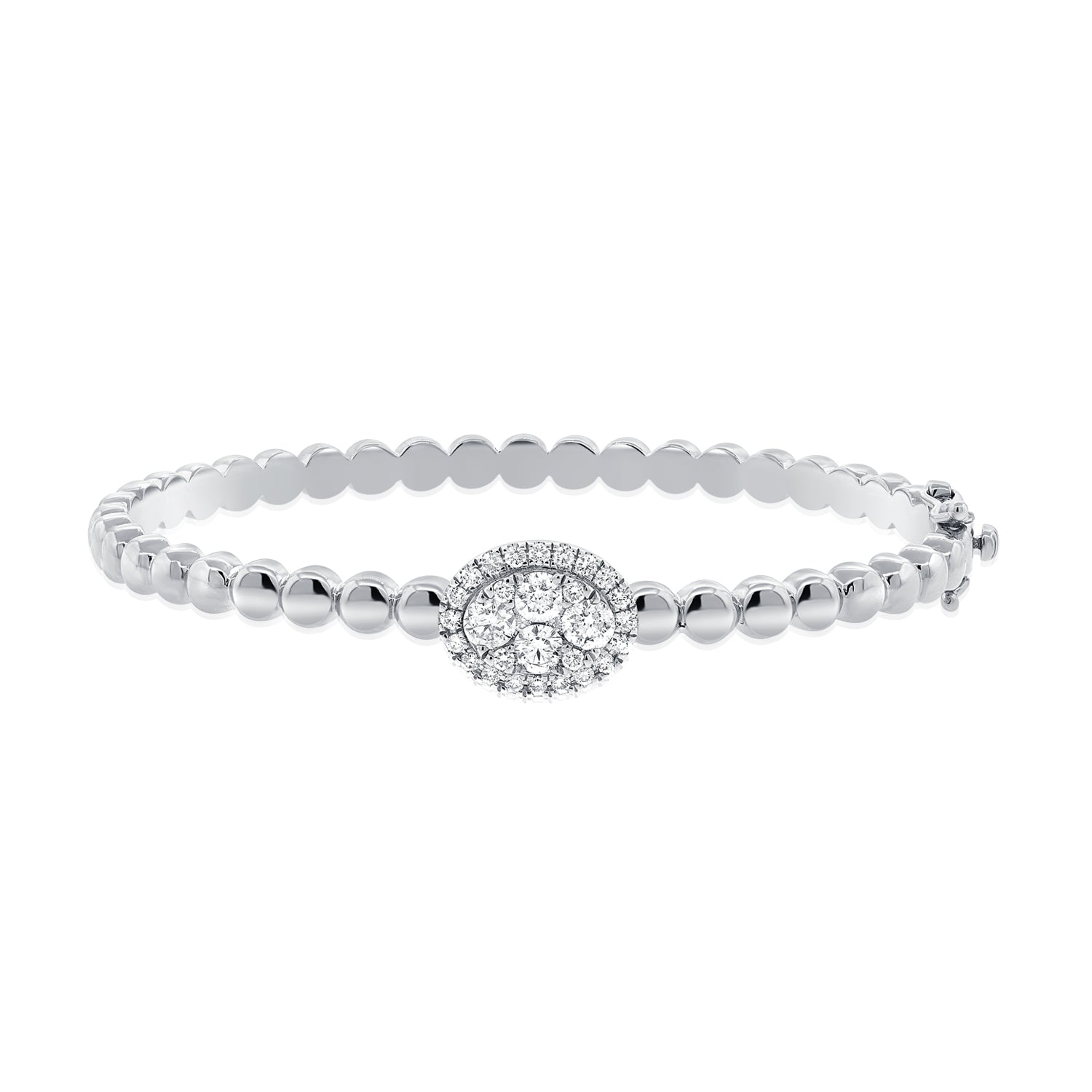 1.12CT Diamond Oval Illusion Bangle in 14K Gold