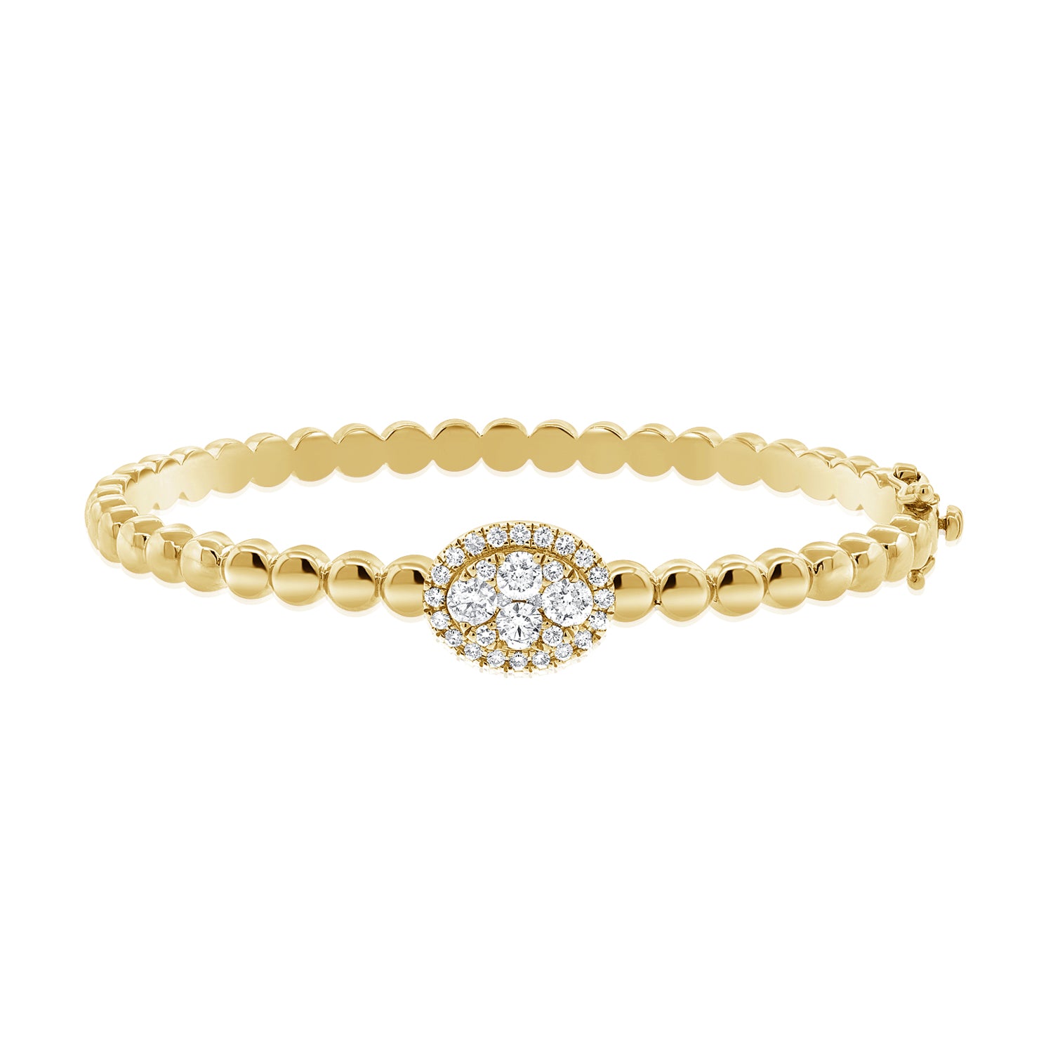 1.12CT Diamond Oval Illusion Bangle in 14K Gold