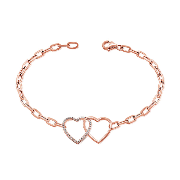 14K Gold Intertwined Hearts Diamond Bracelet