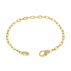 Sleek 14K Gold Diamond Lock Link Bracelet