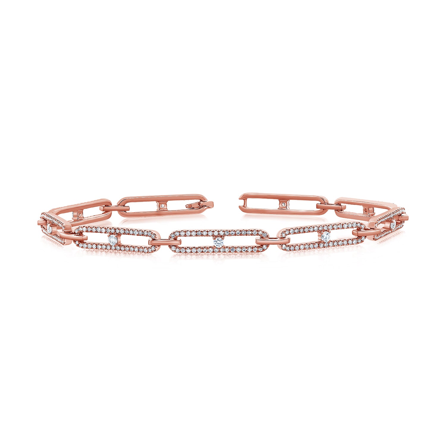 14K Gold Diamond Paperclip Link Bracelet – 1.37 CT Pavé Statement Bracelet