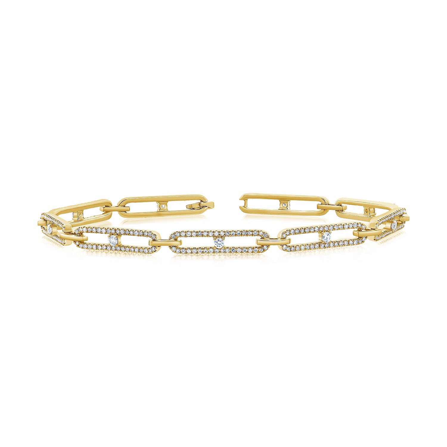 14K Gold 1.37ct Diamond Paperclip Link Bracelet