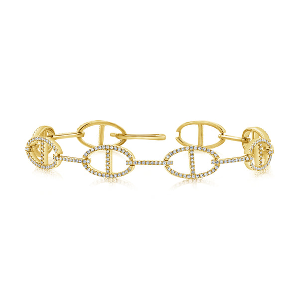 Trendy 14K Diamond Designer Links Bracelet