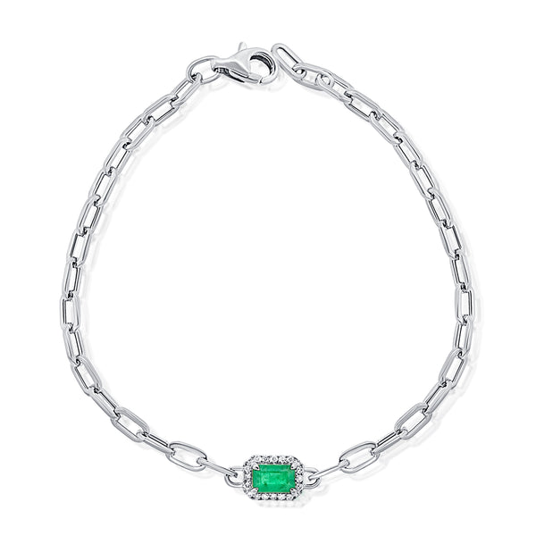 Emerald & Diamond Link Bracelet made in 14K Gold