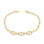 14K Gold Diamond Link Bracelet • 0.28ct Designer Chain Bracelet • OKGs Collection