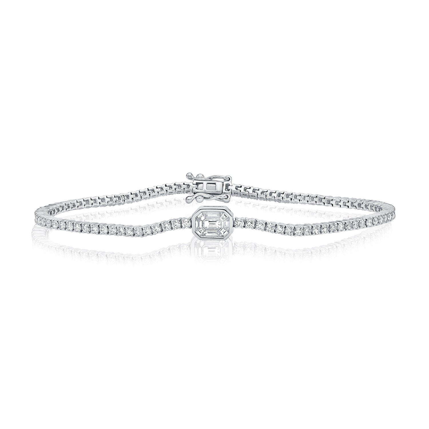 14K Gold 2.43ct Diamond Illusion Tennis Bracelet – 7 Inch