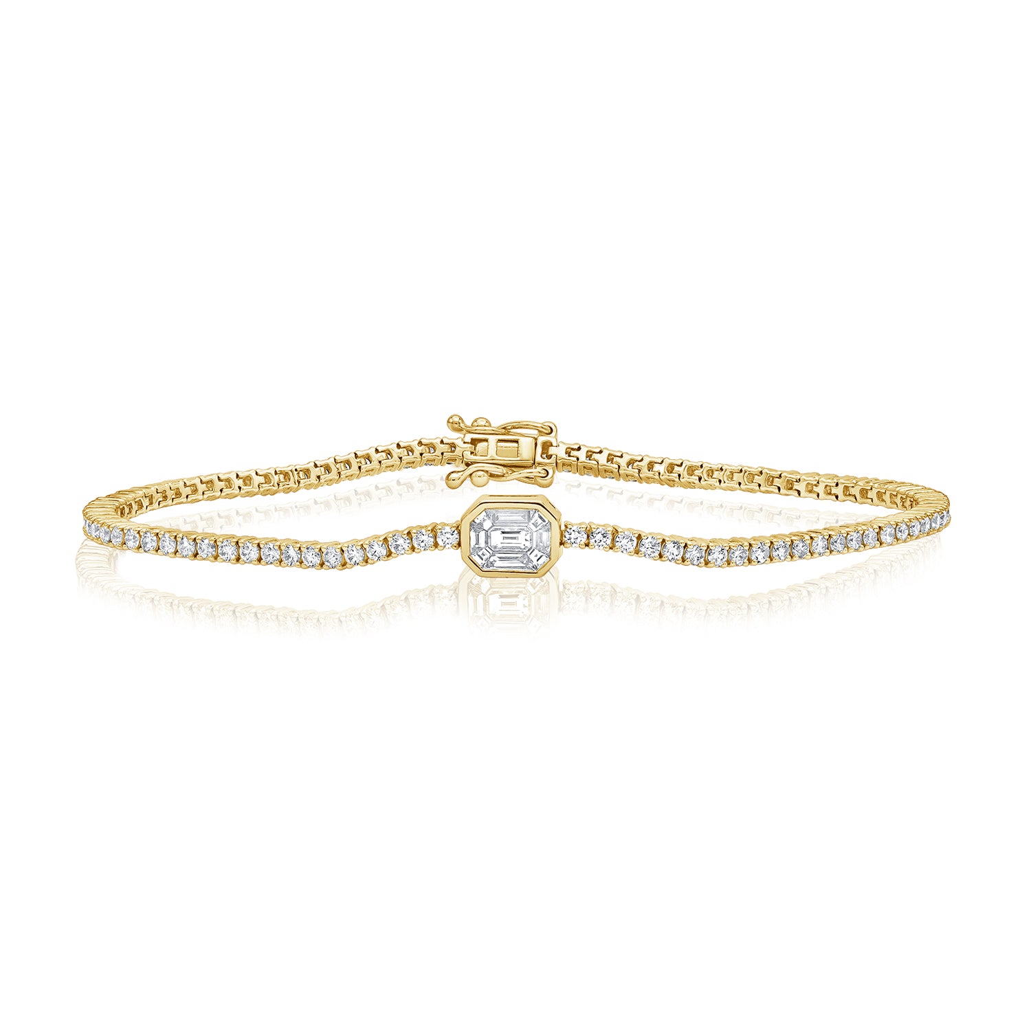 14K Gold 2.43ct Diamond Illusion Tennis Bracelet – 7 Inch
