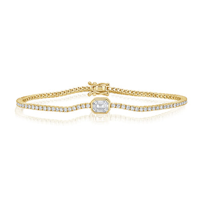 14K Gold 2.43ct Diamond Illusion Tennis Bracelet – 7 Inch