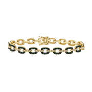 14K Gold 2.96ct Emerald & Diamond Paperclip Link Bracelet – 7 Inch