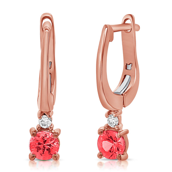 14K Gold Ruby and Diamond Leverback Earrings – 0.45 Carat – Elegant Drop Earrings in White, Yellow, or Rose Gold