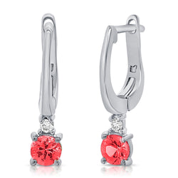 14K Gold Ruby and Diamond Leverback Earrings – 0.45 Carat – Elegant Drop Earrings in White, Yellow, or Rose Gold