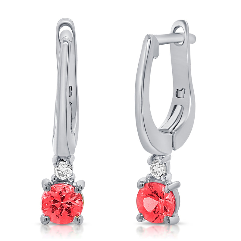 14K Gold Ruby and Diamond Leverback Earrings – 0.45 Carat – Elegant Drop Earrings in White, Yellow, or Rose Gold