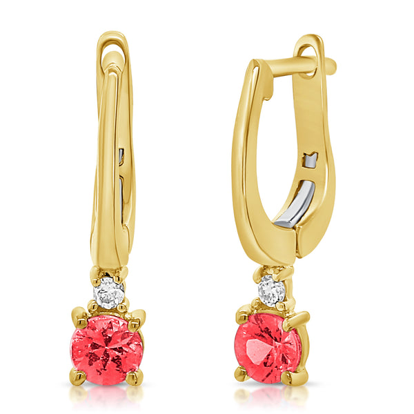 14K Gold Ruby and Diamond Leverback Earrings – 0.45 Carat – Elegant Drop Earrings in White, Yellow, or Rose Gold