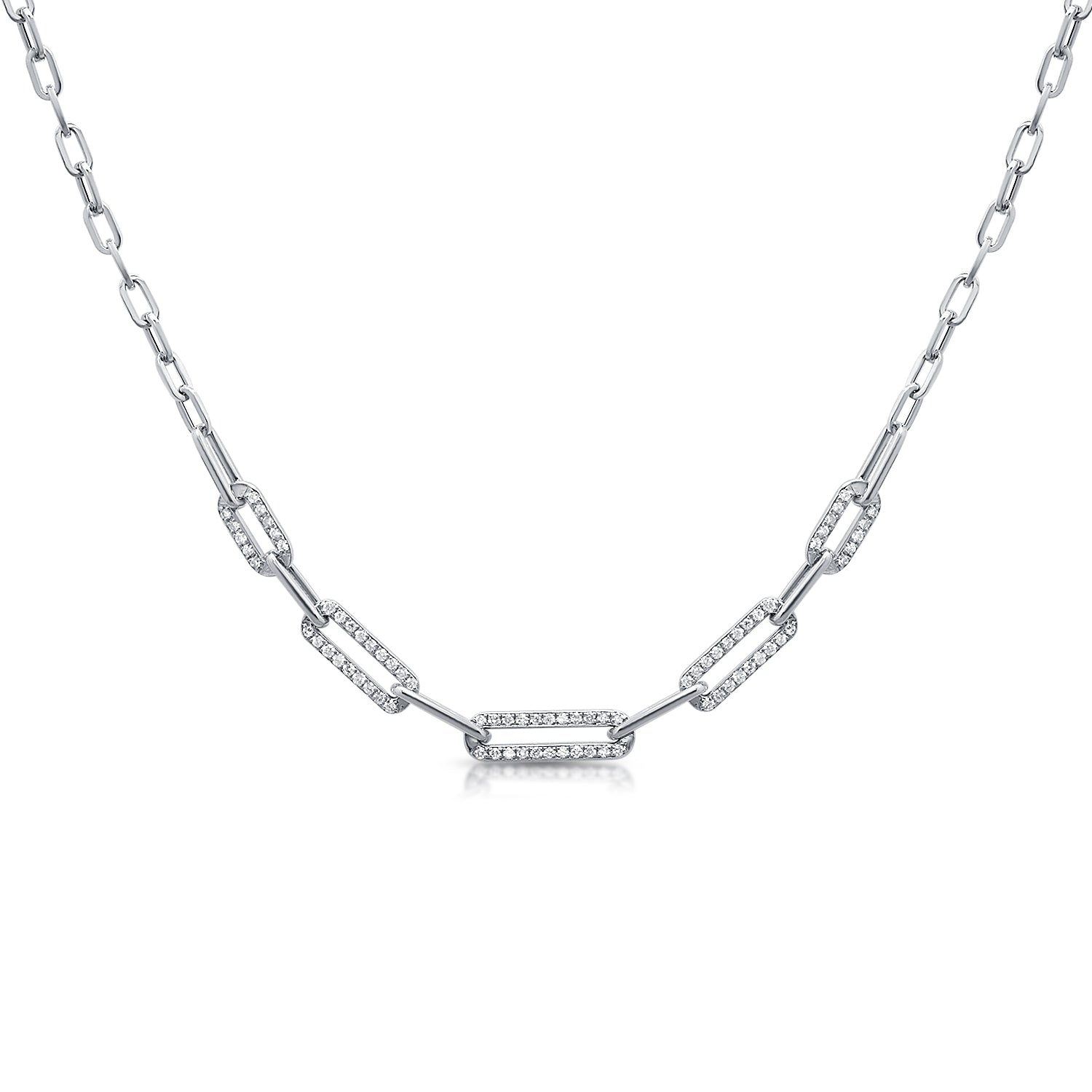 0.76CT Diamond Paperclip Link Necklace in 14K Gold