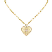 0.44CT Diamond Fluted Heart Pendant Necklace in 14K Gold – 18 Inches