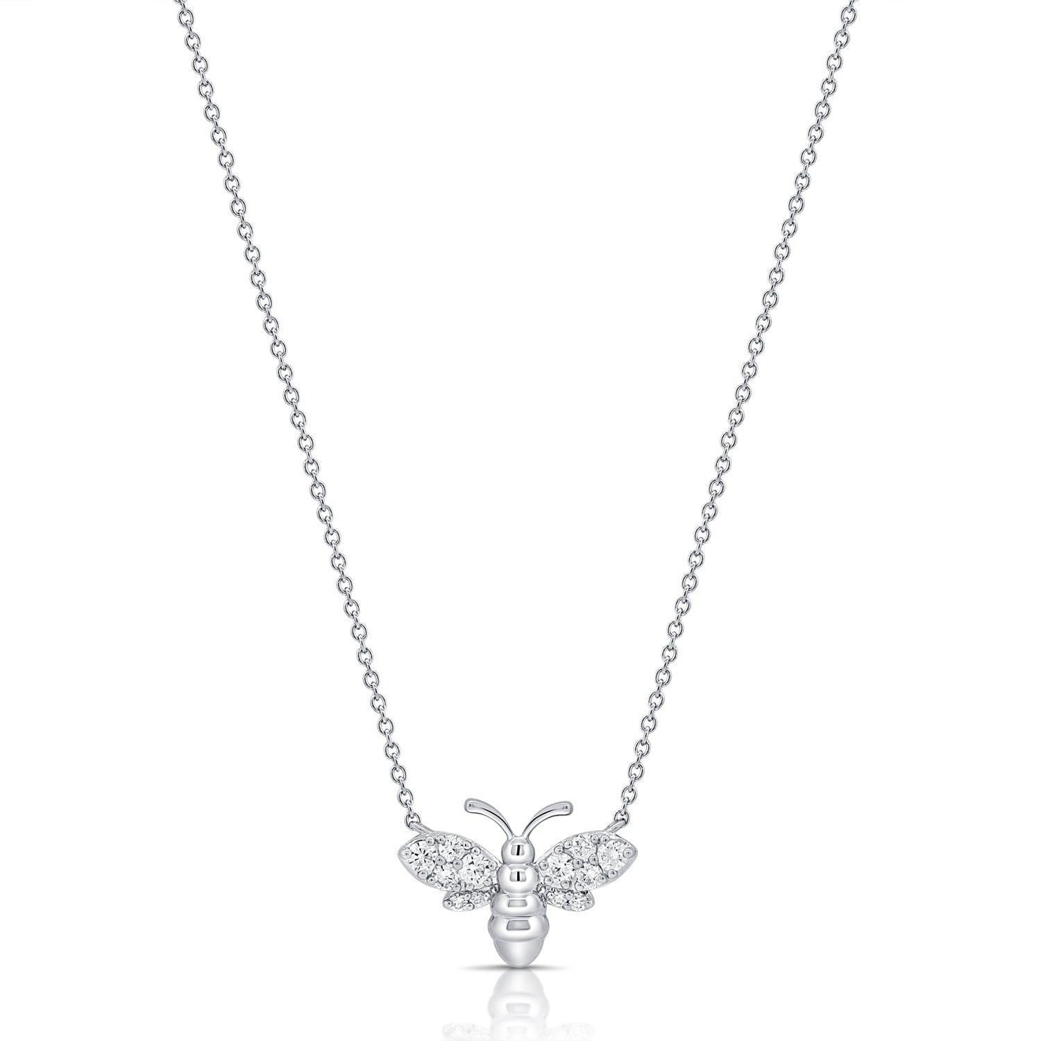 0.37CT Diamond Bee Pendant Necklace in 14K Gold – 18 Inches