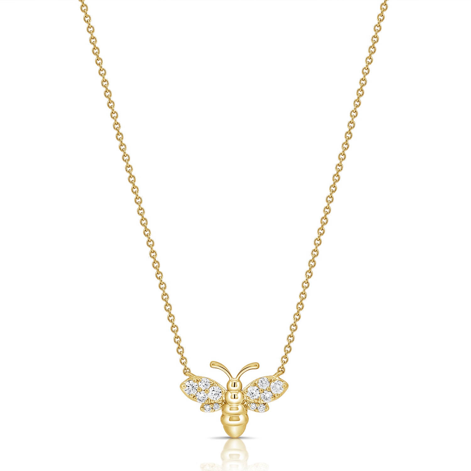 0.37CT Diamond Bee Pendant Necklace in 14K Gold – 18 Inches