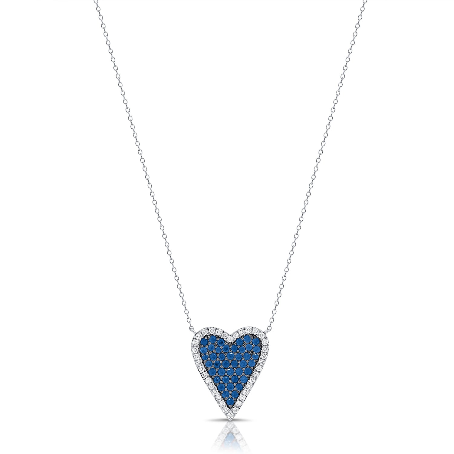 1.37CT Sapphire and Diamond Heart Pendant Necklace in 14K Gold