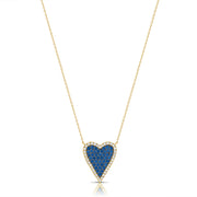 1.37CT Sapphire and Diamond Heart Pendant Necklace in 14K Gold