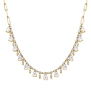 7.34CT Mother of Pearl and Diamond Link Station Necklace in 14K Gold