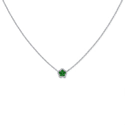 Emerald Clover Charm Necklace in 14K Gold with Diamond Halo