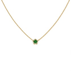 Emerald Clover Charm Necklace in 14K Gold with Diamond Halo