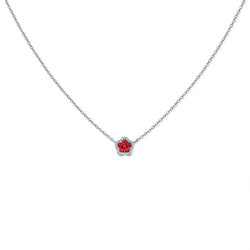 Ruby Flower Necklace with Diamonds