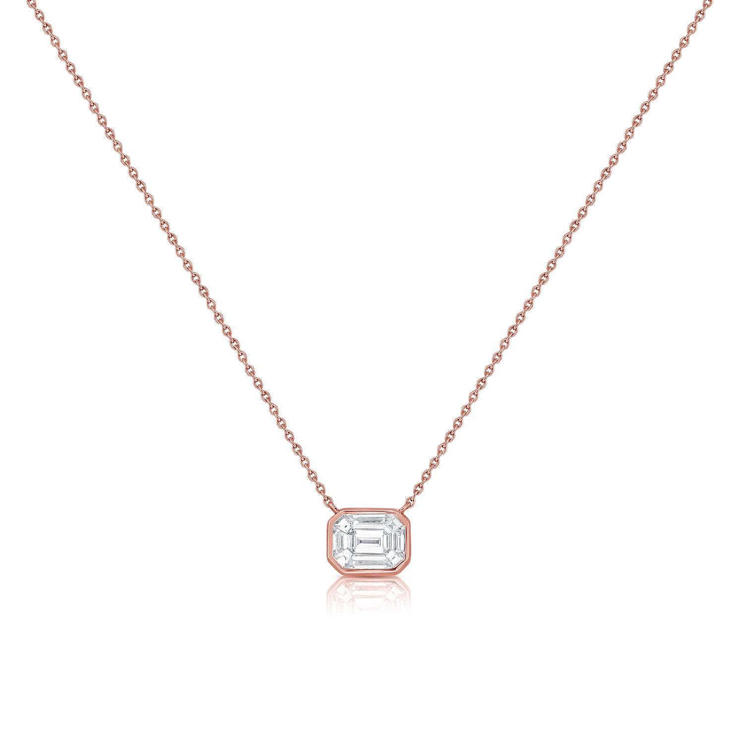 0.70CT Pie-Cut Diamond Bezel Pendant Necklace in 14K Gold – 18 Inches