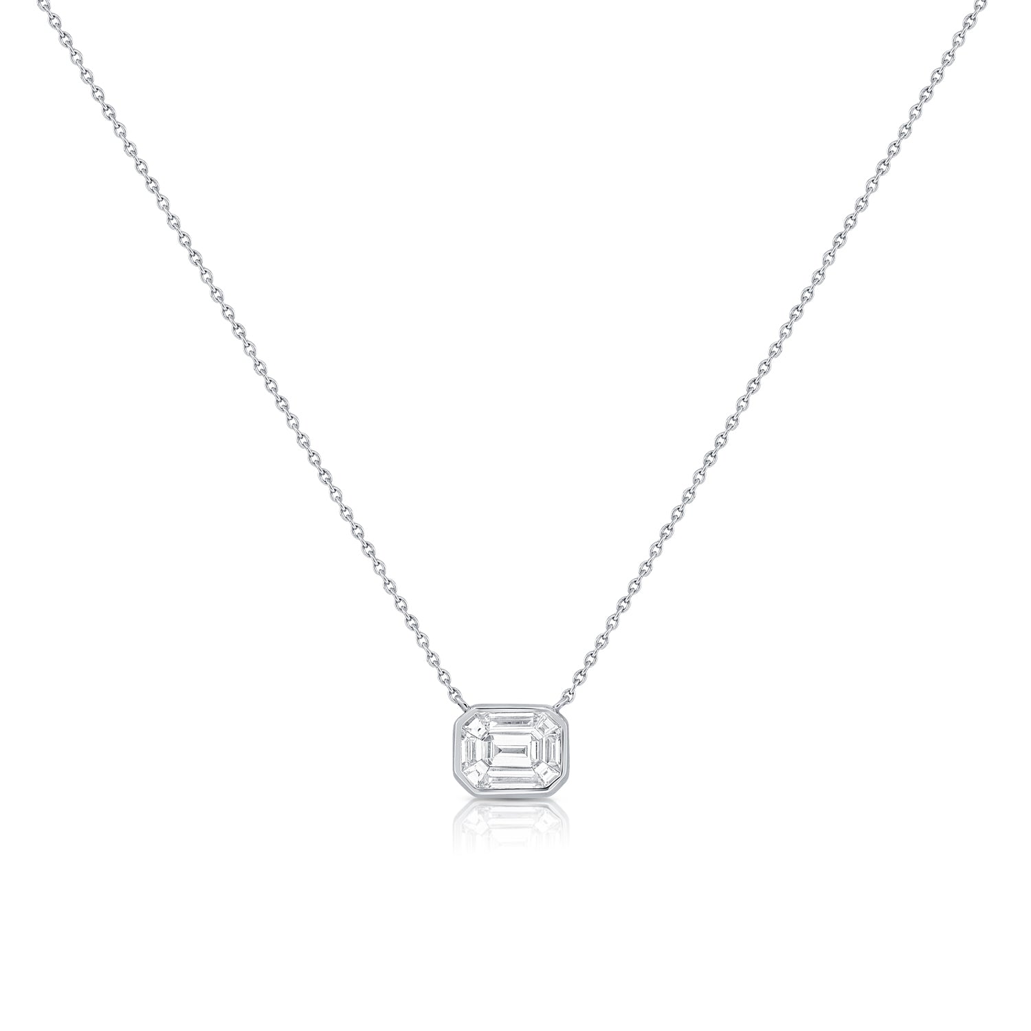 0.70CT Pie-Cut Diamond Bezel Pendant Necklace in 14K Gold – 18 Inches