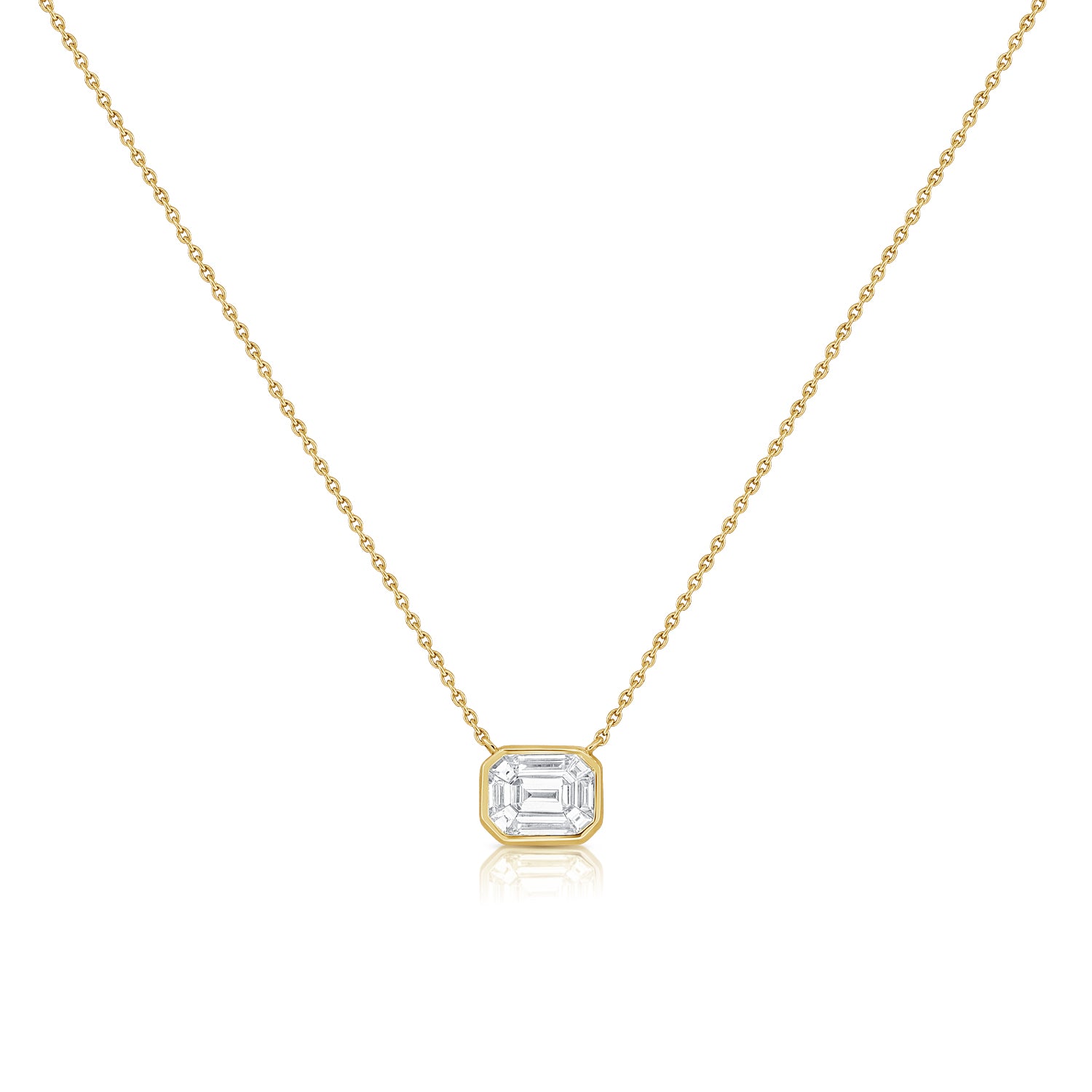 0.70CT Pie-Cut Diamond Bezel Pendant Necklace in 14K Gold – 18 Inches