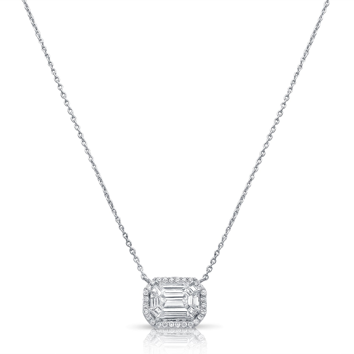 0.86CT Pie-Cut & Round Diamond Illusion Pendant Necklace in 14K Gold – 16 Inches
