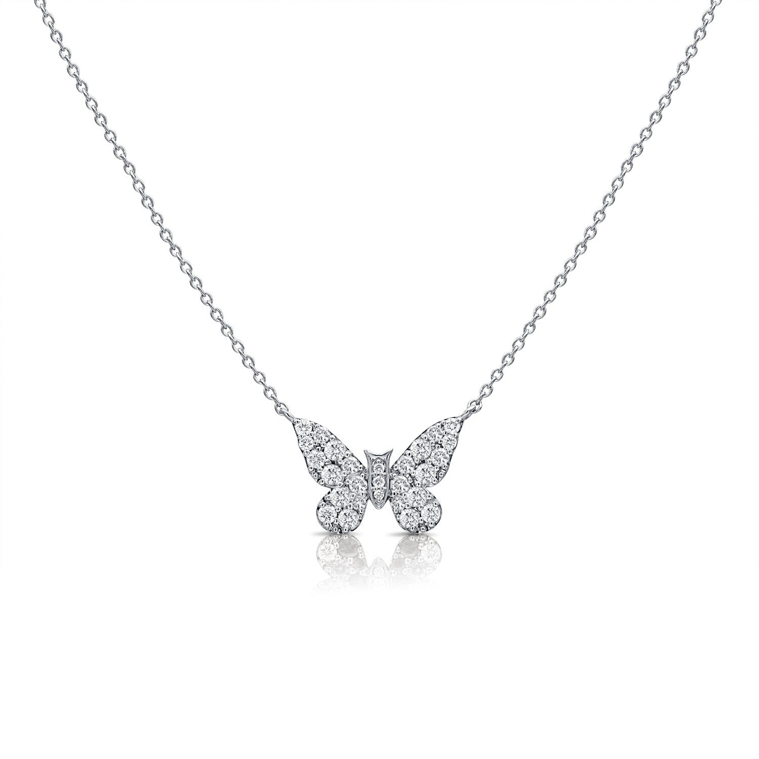 0.58CT Diamond Butterfly Pendant Necklace in 14K Gold