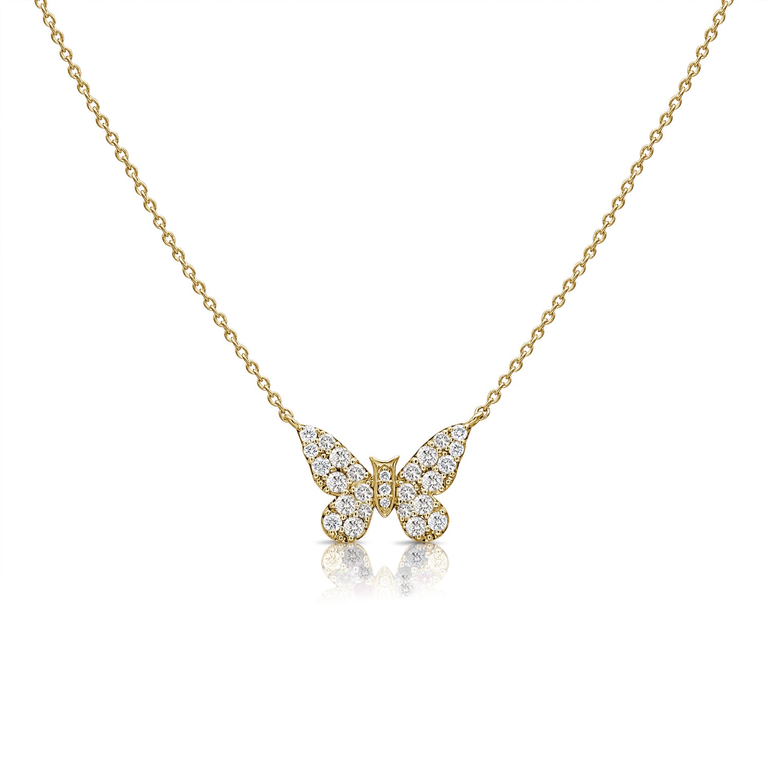 0.58CT Diamond Butterfly Pendant Necklace in 14K Gold