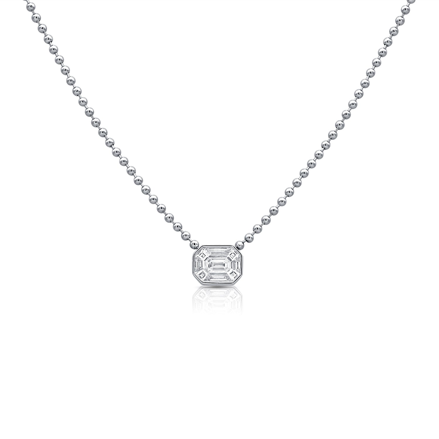 0.99CT Pie-Cut Diamond Pendant Ball Chain Necklace in 14K Gold