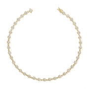 8.81CT Diamond Flower Tennis Necklace in 14K Gold – 15 Inches